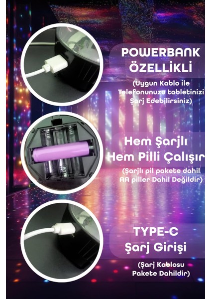 Şarjlı Rgb Projeksiyon Gökyüzü Gece Lambası Kamp Feneri Işıldak Powerbank Özellikli Pilli M001 modelleri