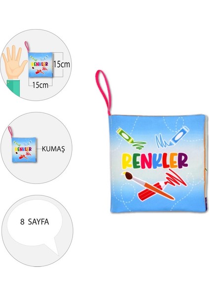 Renkler Kumaş Sessiz Kitap T383 - Bez Kitap , Eğitici Oyuncak , Yumuşak ve Hışırtılı