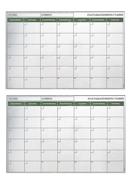 Manyetik Yapışkanlı Bir Aylık Program Planlayıcı Takvim 85X56 cm