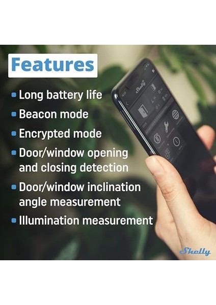 Blu Door/window Beyaz | Bluetooth Kapı ve Pencere Sensörü | Ios Android Uygulaması | Uzun Ömürlü Pil | Lüks ve Eğim Açısı Ölçümü | Sahne Etkinleştirme