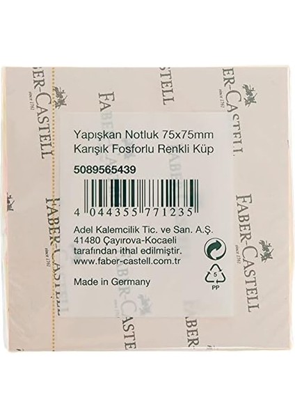 Yapışkan Notluk 75X75MM, Karışık Fosforlu Renkli Küp