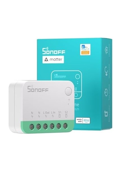 MINIR4M Matter Akıllı Anahtar, 2 Yönlü Akıllı Anahtar, Wifi Duvar Anahtarı, Madde Protokolü Desteği, Ses Kontrolü, Alexa/google Home/ev Asistanı ile Uyumlu, 2400 W/10 A