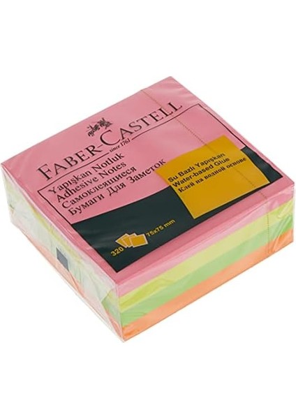 Yapışkan Notluk 75X75MM, Karışık Fosforlu Renkli Küp