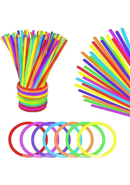 Ultra Parlak Parlayan Çubuklar Bilezikler ve Kolyeler - Karanlıkta Birinci Sınıf Parti Malzemeleri ve Süslemeleri - Fosforlu Çubuk - Fosforlu Bileklik - Glow Stick