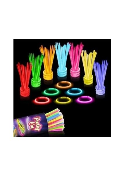 Ultra Parlak Parlayan Çubuklar Bilezikler ve Kolyeler - Karanlıkta Birinci Sınıf Parti Malzemeleri ve Süslemeleri - Fosforlu Çubuk - Fosforlu Bileklik - Glow Stick