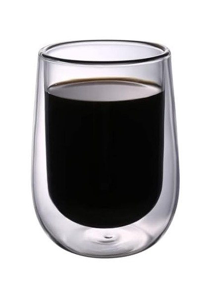 Çift Katmanlı Cam Bardak 150 ml Lüx,çift Cidarlı - Termos Bardak - Iki Duvarlı Yapısı ile Uzun Süre Sıcak-Soğuk Tutma Özelliği, Kulpsuz Kahve,espresso ve Çay Bardağı Brosilikat Double Layer Glass