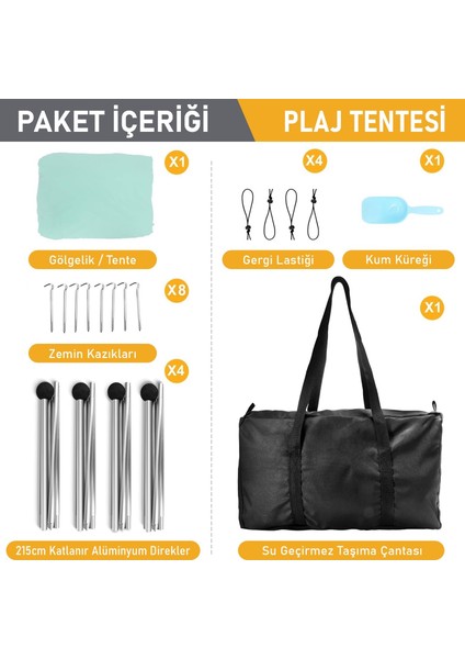 Plaj Gölgelik Tente Deniz Çadırı Sahil Plaj Şemsiyesi Kanopy UPF50 Koruma 300X300CM Derin Mavi fiyatları