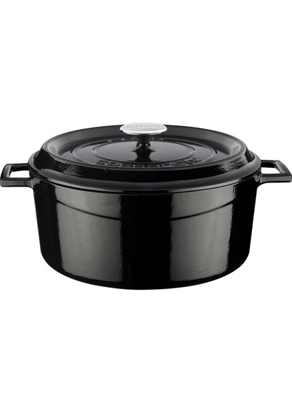 Döküm Yuvarlak Tencere, Trendy, 28 Cm, 6.71 L Hacim, Siyah
