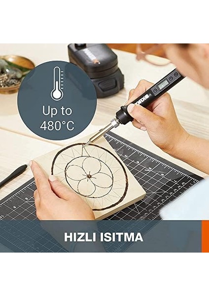 WX988 Makerx 20V 2.0AH Kömürsüz Profesyonel Kalem Tipi Devir Ayarlı Gravür Seti + Kalem Tipi Dijital Lehim ve Ahşap Yakma Seti + 46 Parça Aksesuar