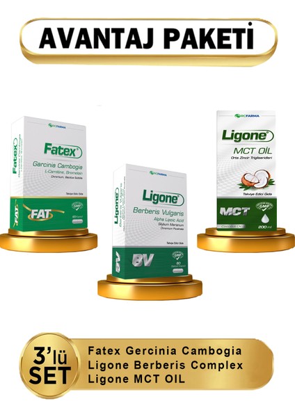 Berberis Vulgaris + Ligone Mct Oil + Fatex Garcinia Cambogia 3lü ( Avantajlı Paket )