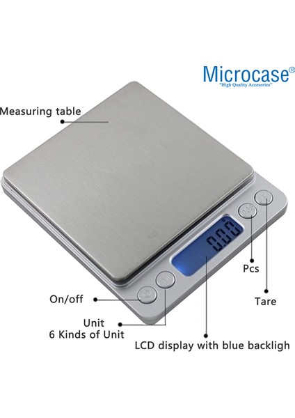 3000 Gr./0.1 Gr. Mini Hassas LCD Ekranlı Terazi Tartı - AL5216