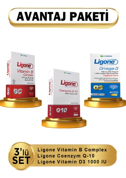 Vitamin B Complex + Ligone Omega-3 + Ligone Coenzyme Q-10