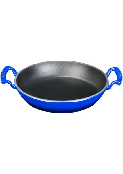 Döküm Yuvarlak Sahan Döküm Demir Yekpare Çift Kulplu ÇAP(Ø)24CM. Mavi