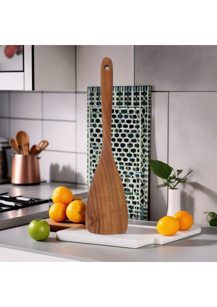 Doğal Akasya Ağacından El Oyması Servis Spatulası 32CM | Antibakteriyel, Dayanıklı ve Çevre Dostu Ahşap Statula 32CM - Şık ve Uzun Ömürlü Mutfak Gereci