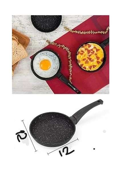 Mini Granit Sos Tavası, Uzak Doğu Omlet ve Sos Hazırlama Tavası, Yapışmaz ve Dayanıklı Yüzeyli Şık Pişirme Tavası (Oval)