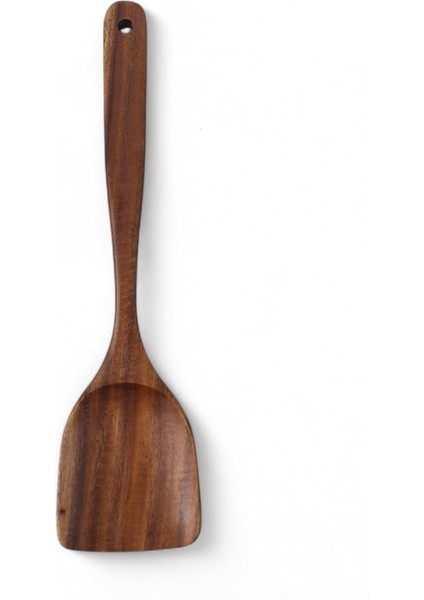 Doğal Akasya Ağacından El Oyması Servis Geniş Ağızlı Spatulası 34CM | Antibakteriyel, Dayanıklı ve Çevre Dostu Ahşap Kepçe - Şık ve Uzun Ömürlü Mutfak Gereci