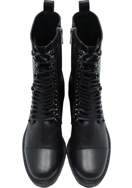 Poletto Hakiki Deri Sıyah Bot Düz 644 17 modelleri