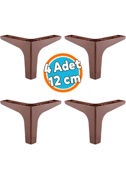 Mobilya Kanepe Çekyat Sehpa Tv Ünitesi Koltuk Ayağı 12 cm Ceviz Baza Ayak 4 Adet