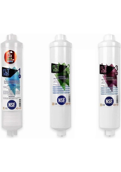 Roby 12" Inline Kapalı Kasa Takım Nsf Su Arıtma Filtresi Set 3'lü Çubuklu