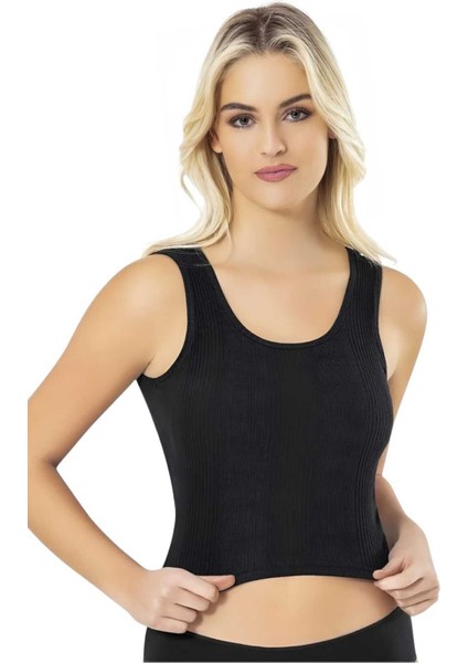 Kadın 3'lü Penye Kaşkorse Çizgi Raporlu Pedli Crop Büstiyer fırsatları