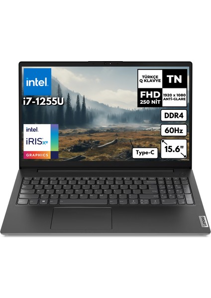 V15 G3 I7-1255U 24 GB 2 Tbssd Intel Iris Xe Graphics 15.6" Fhd Windows 10 Pro Notebook 82TT00C6TXHMF55