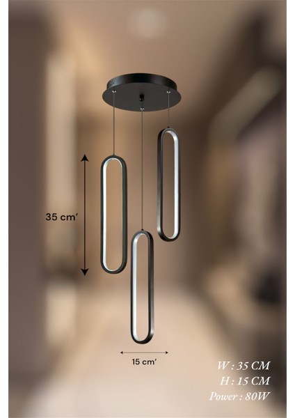 Modern Siyah 3'lü Nordic Sarkıt Model Kumandalı 3 Renk (Beyaz&sarı&günışığı) LED Avize modelleri