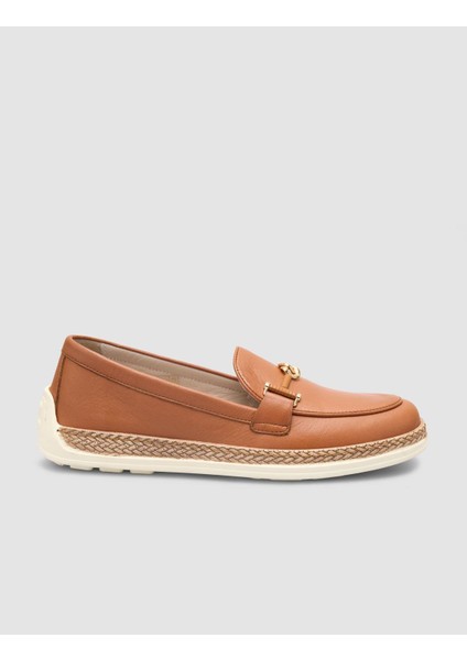 %100 Hakiki Deri Taba Kadın Loafer