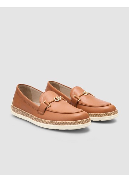 %100 Hakiki Deri Taba Kadın Loafer