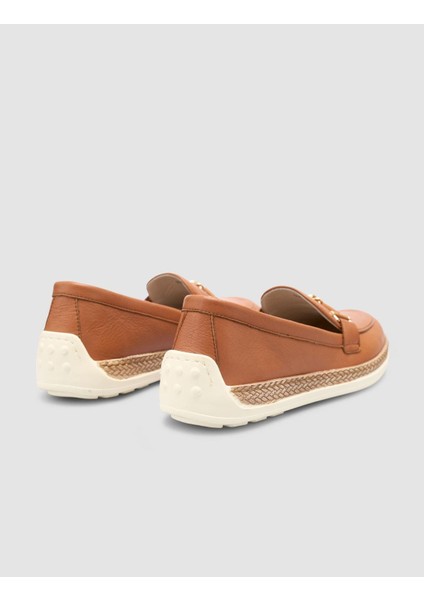 %100 Hakiki Deri Taba Kadın Loafer