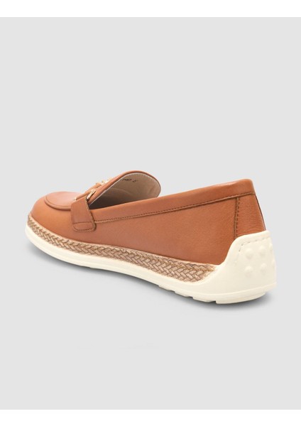%100 Hakiki Deri Taba Kadın Loafer