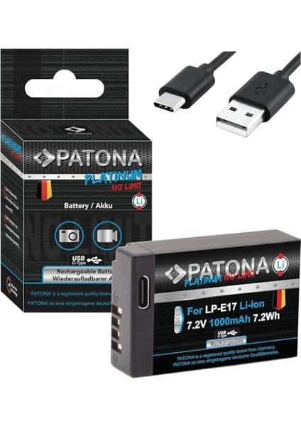 Doğrudan USB Girişli Platinum LP-E17 USB Pil 1000 Mah - Canon Eos Rp R10 77D 200D 250D -1352750D 760D 800D ile Uyumlu, 1 x LP-E17 USB
