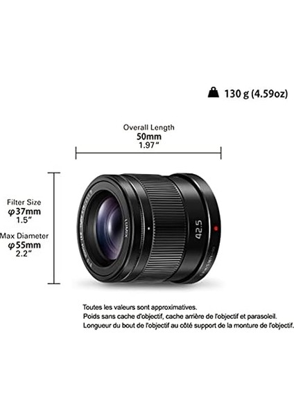 H-HS043E Lumıx G Objektif 42.5 Mm/f1.7 Asph.; Optik Görüntü Sabitleyici; Siyah