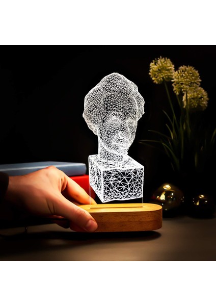 Einstein Büst Tasarımlı LED Lamba USB Bağlantılı Sarı Işık