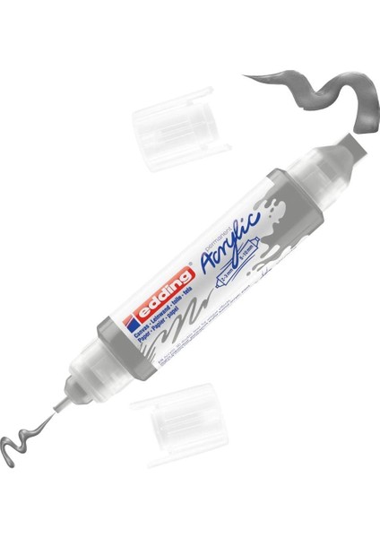 5400 Akrilik 3D Double Liner - Gümüş - 1 Çift Uçlu Akrilik Tüp - 2-3 mm ve 5-10 mm Genişliğinde Çift Uç