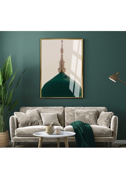 mescid-I Nebevi Kubbeli Modeli|çerçeveli Temperli Cam Tablo Tekli Dikey