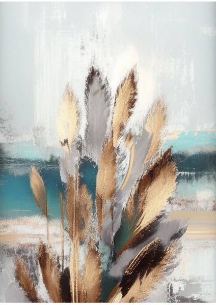 soyut Desen Krem-Gri Yaprak Model 1|çerçeveli Temperli Cam Tablo Tekli Dikey fiyatları