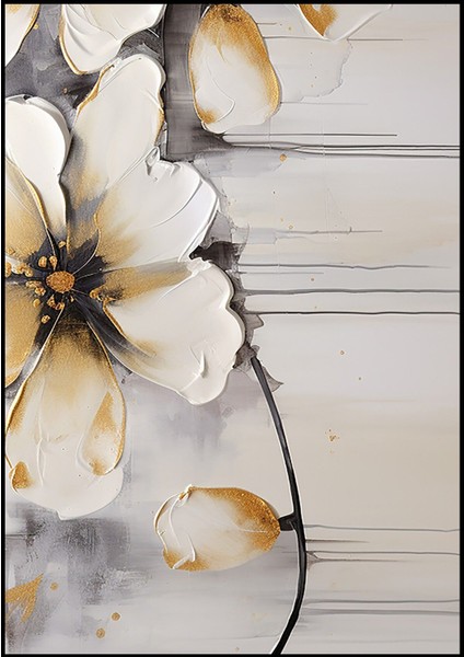 gri-Krem-Siyah Çiçek Desenli Model 1|çerçeveli Temperli Cam Tablo Tekli Dikey fiyatları