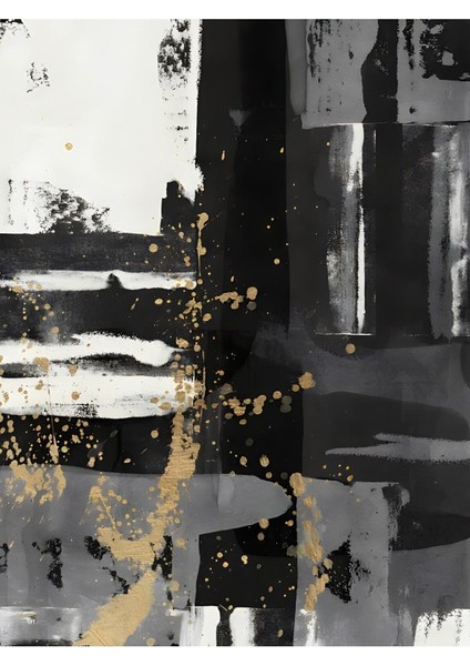 gold-Siyah-Gri Abstract Desenli Model 2 |çerçeveli Temperli Cam Tablo Tekli Dikey fiyatları