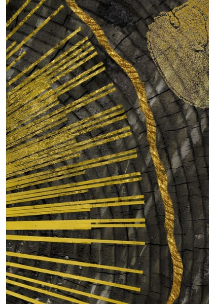 siyah-Gold Çizgili Soyut Model |çerçeveli Temperli Cam Tablo Tekli Dikey fiyatları