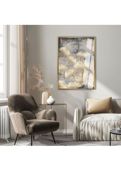 |soft Krem Çiçek Desenli Model 02 |çerçeveli Temperli Cam Tablo Tekli Dikey