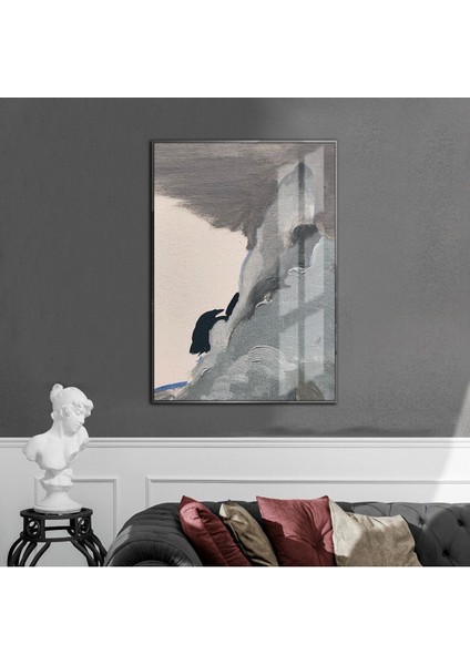 mor-Beyaz-Krem Abstract Model 01 |çerçeveli Temperli Cam Tablo Tekli Dikey