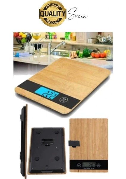 Premium Ahşap Dijital Ekranlı Yüksek Hassasiyet Mutfak Terazisi Bambu Tartı 5 kg Kapasiteli fiyatları
