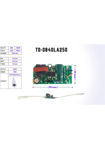 LED Drıver/trafo (8W-40W, 36V-160V, 250MA) LED Panel Avize