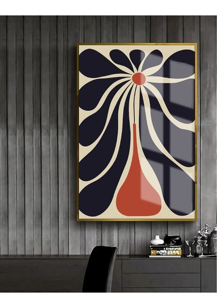 turuncu-Beyaz Çiçek Model 2 |çerçeveli Temperli Cam Tablo Tekli Dikey