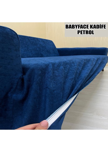 Babyface Kadife Kumaş 2 Adet Üçlü & Çekyat- 2 Adet Tekli Set Koltuk Kılıfı
