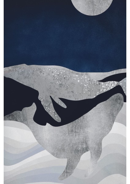 mavi-Gri-Siyah Yunus Detaylı Model 1 |çerçeveli Temperli Cam Tablo Tekli Dikey fiyatları