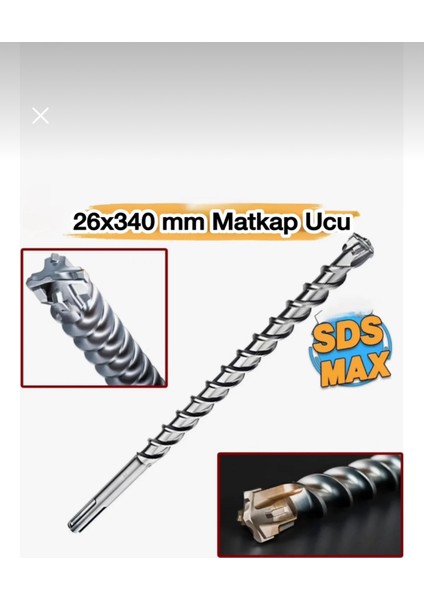 Sds Max Beton Delme Matkap Ucu 4 Elmaslı 26X340 mm