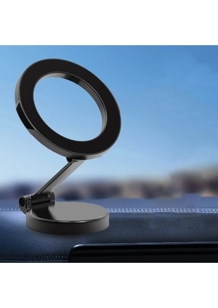 Metal Araç Içi Torpido Üstü Magsafeli Telefon Tutucu, 360 Derece Dönen Katlanabilir Tutucu