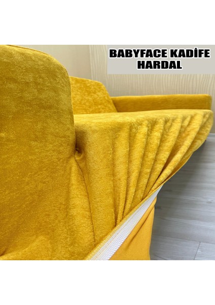 Babyface Kadife Kumaş 2 Adet Üçlü & Çekyat- 2 Adet Tekli Set Koltuk Kılıfı