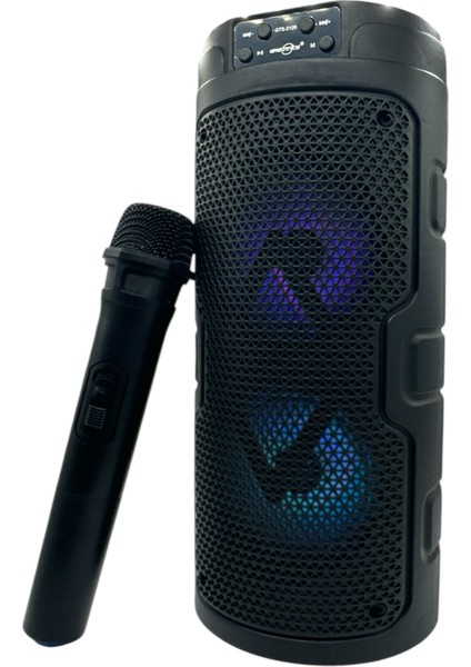 Karaoke Kablosuz Mikrofonlu Bluetooth Hoparlör LED Işıklı Taşınabilir Kablosuz Speaker